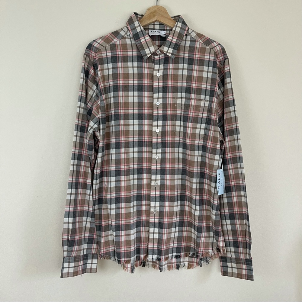 FRAME DENIM Fray Hem Long Sleeve Flannel NEW